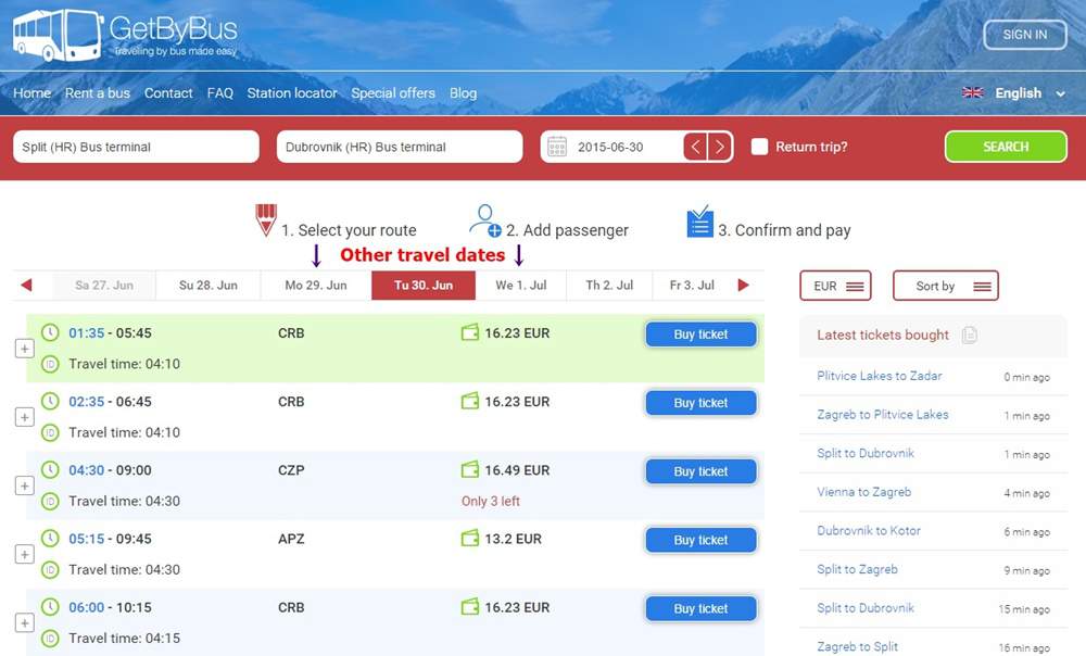 Search result Getbybus