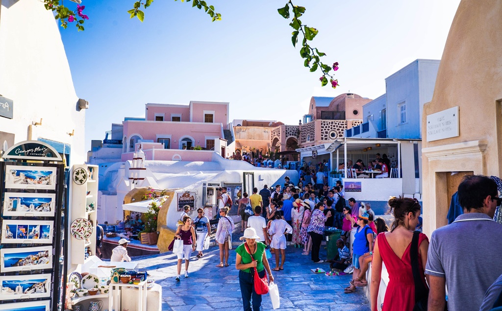 Touristes à Oia